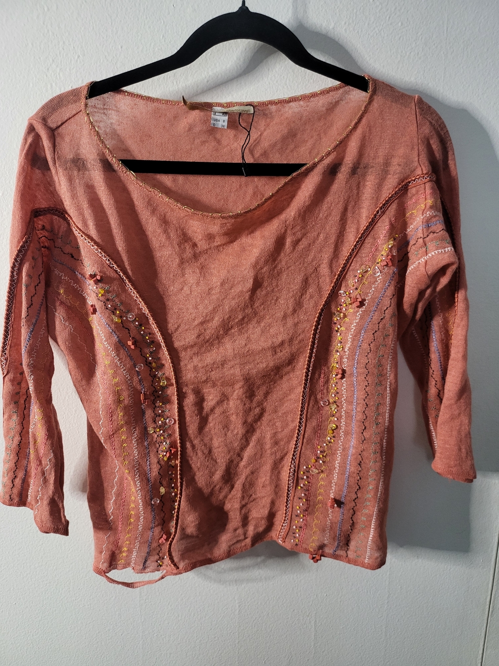 Embellished Coral Women’s Scoop Neck Top